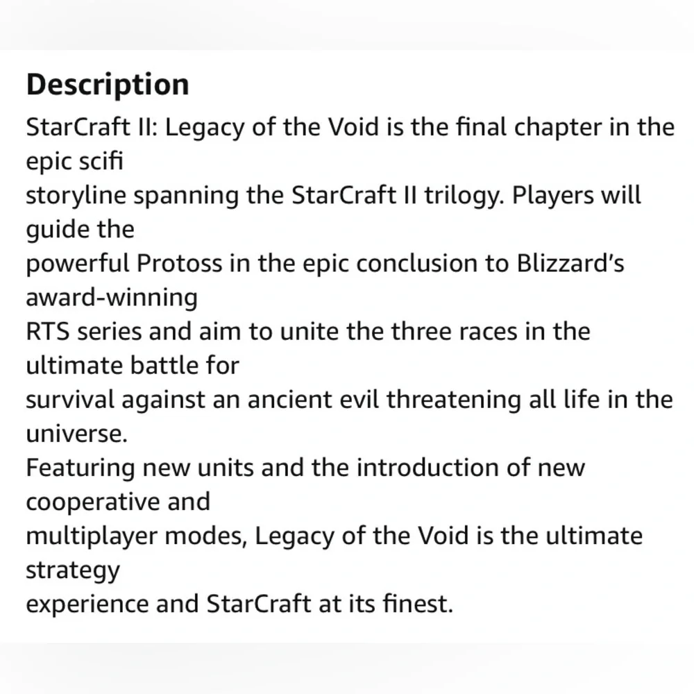 StarCraft 2 Legacy of the Void Blizzard Entertainment Collector’s Edition NEW